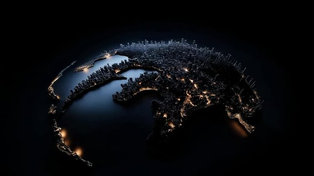 Earth at Night with Vibrant City Lights for Environmental Awareness, Geographic Education, and Global Connectivity Discussion  