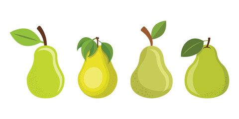 Pear icon set collection in flat style. Fresh fruit vector illustration on isolated background. Fresh pear sign business concept.