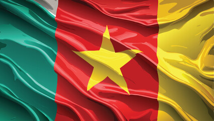 waving national flag of cameroon, vector art, illustration