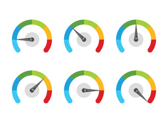 Progress bar with arrow icon in flat style. Meter gauge vector illustration on isolated background. Risk level sign business concept.
