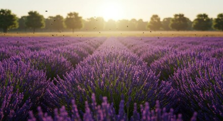 Obraz premium Lavender field at sunrise