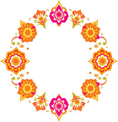 round frame with flowers