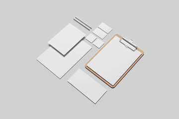 Blank stationery branding for mockup - 3D Illustration