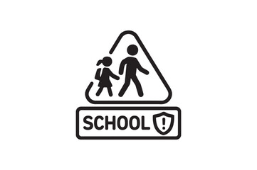School Safety Sign silhouette vector with white background