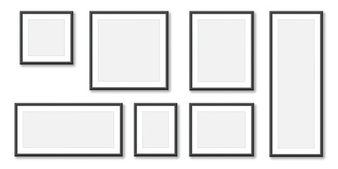 Blank picture frame icon set collection in flat style. Photo mockup template vector illustration on isolated background. Realistic poster sign business concept.
