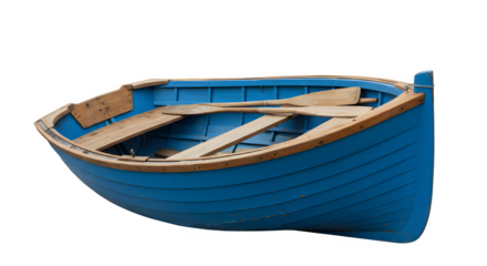 Wooden boat isolated on PNG background.