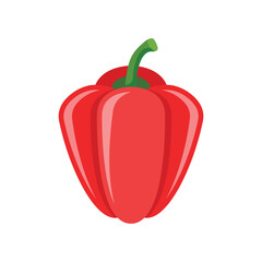 Red pepper bell icon in flat style. Fresh paprika vector illustration on isolated background. Healthy food sign business concept.
