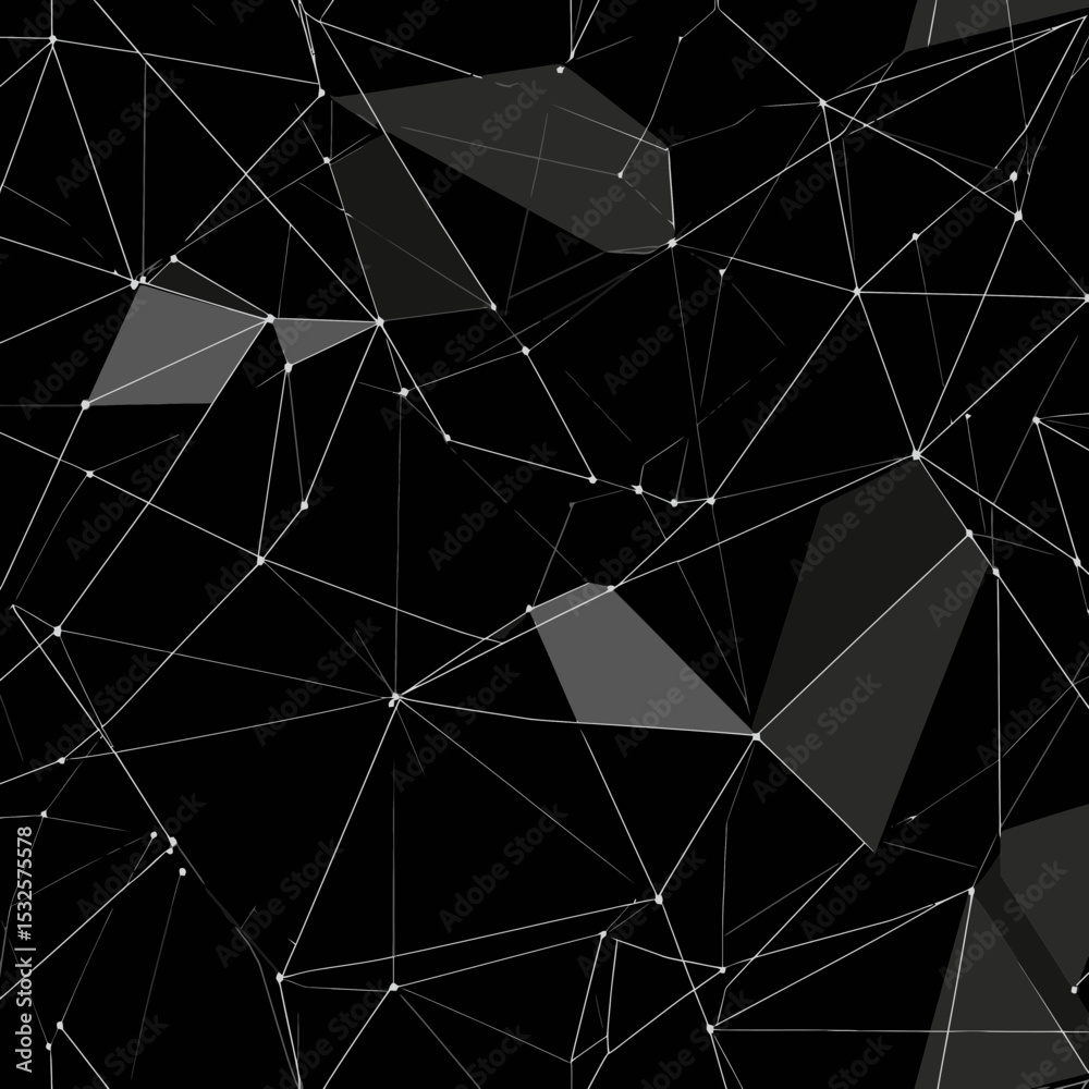 Poster abstract dark polygonal wireframe mesh with interconnected glowing points and geometric low poly dig