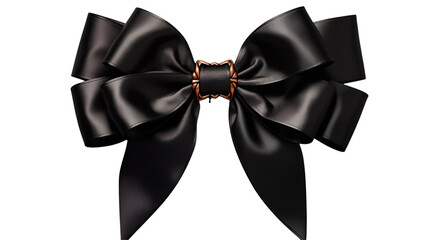black bow, isolated on transparent background.