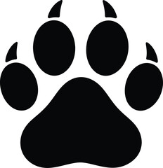 Wild Animal Paw Print with Claws – Black and White Vector Icon for Wildlife, Hunting, Tracking, and Outdoor Adventure Concepts