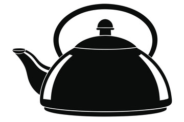 Black Kettle Icon, Simple Design, Tea Pot Image with Handle and Spout