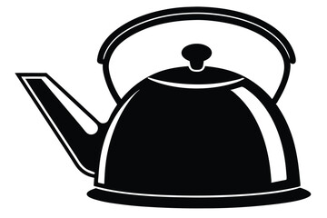 Striking Black and White Teapot Illustration Kettle with Spout and Rounded Handle Design