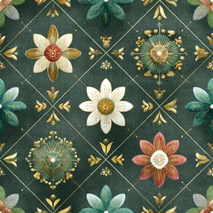 Colorful floral pattern on textured background.