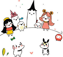 seamless pattern with funny cats