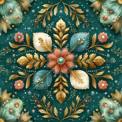 Vibrant floral pattern with rich colors.