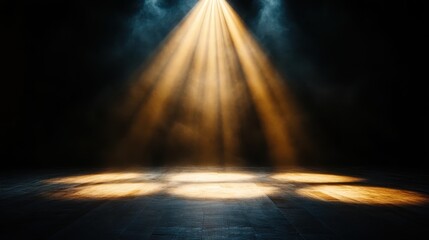 Radiant beams of light pierce through the darkness, creating an ethereal and mysterious atmosphere that evokes deep emotions and wonder in the viewer.