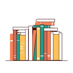 A stack of books with a variety of colors and sizes