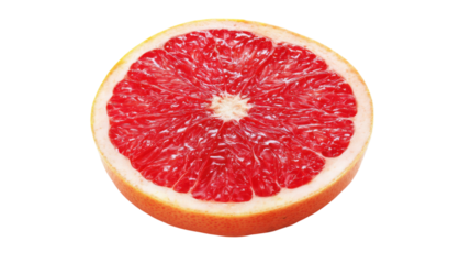 Vibrant Half of a Red Grapefruit on Transparent Background