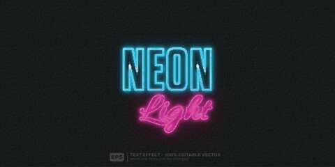 Neon Light Editable Text Effect _ 3D Cartoon Premium Font Template