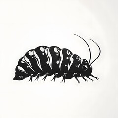 Elegant 2D Flat Vector Illustration of a Caterpillar Silhouette Logo on Transparent Backdrop with Bold Minimalistic and Refined Modern Design