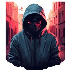 Stealthy Thief Icon in 2D Flat Vector Style with Transparent Background for Digital Graphics