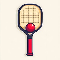 Contemporary Flat 2D Vector Pickleball Paddle and Ball Icon with Transparent Background Optimized for Sports Applications and Digital Media