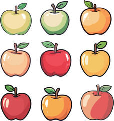 Cartoon apple fruit illustration material	
