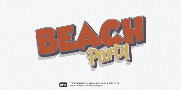 Party Beach Editable Text Effect _ 3D Cartoon Premium Font Template