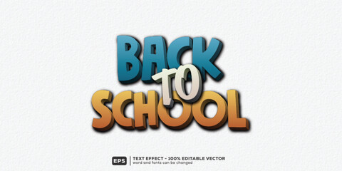 School To Back Editable Text Effect _ 3D Cartoon Premium Font Template