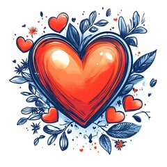 Creative Flat 2d Vector Illustration of a Handcrafted Heart Icon with Transparent Background and Elegant Valentine Doodle Elements