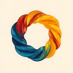 Creative Abstract Logo with Interlocking Hands Within a Circular Emblem Illustrating Teamwork, Friendship, and Business Unity