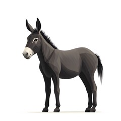 High Quality Flat Vector Illustration of Donkey Silhouette with Minimal Modern Design on Transparent Background