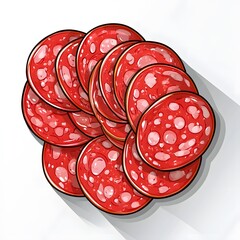 Sleek and Modern Minimal Flat Vector Pepperoni Salami Icon on Transparent Background for Contemporary Food Branding and Digital Menus