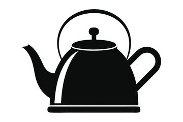 Silhouette of a Sleek Black Kettle with Curved Handle and Spout Design