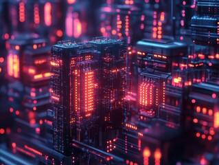 Electric power grid with glowing nodes, hightech visualization, dark background