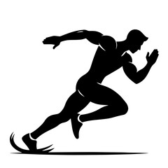 Black and white vector silhouette of a olympic player on white background