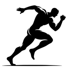 Black and white vector silhouette of a olympic player on white background