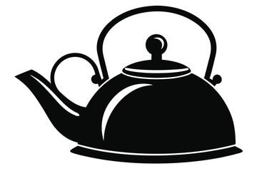 Silhouette of a Teapot with Handle, Lid, and Spout for Brewing Hot Tea