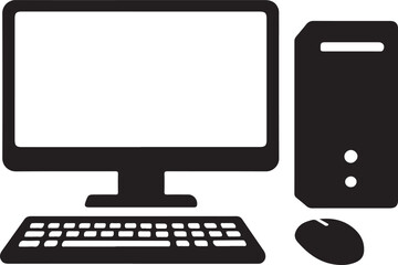 Computer Desktop Icon Silhouette Vector Art