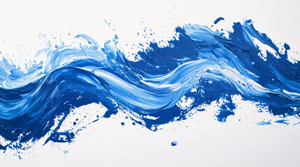Fototapeta premium Abstract blue paint strokes create a dynamic, flowing wave effect on white background.