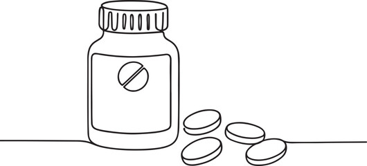 Pain Killer Medicine Icon Line Drawing Vector