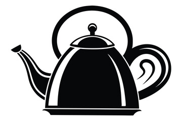 Silhouette of a Classic Tea Kettle with Round Handle and Curved Spout