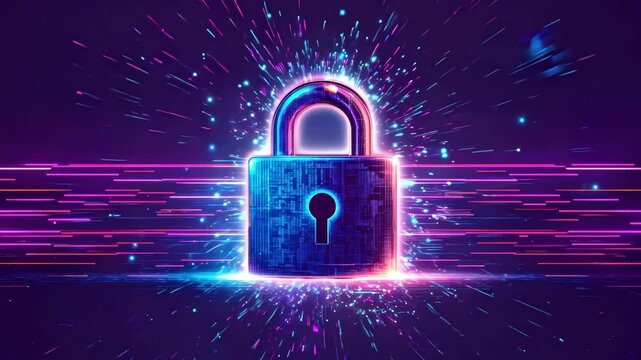 Tech Digital Lock Data Encryption Background