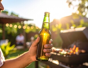 Holding Beer at Summer Asado - barbeque