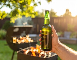Holding Beer at Summer Asado - barbeque
