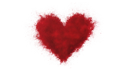 Red Heart Shape with Grunge Texture on Transparent Background