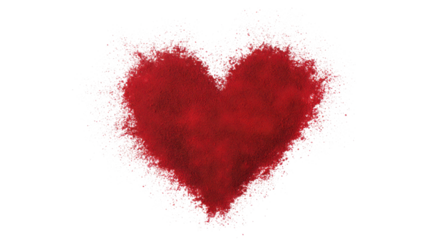 Red Heart Shape with Grunge Texture on Transparent Background - Powered by Adobe