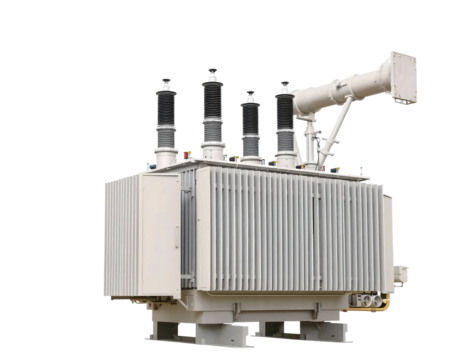 Electric transformer isolated on transparent background