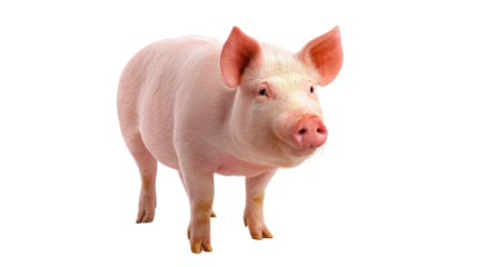 Pink Pig Standing Isolated on Transparent Background