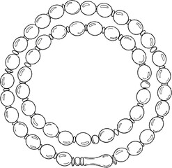 Obraz premium Detailed black and white illustration of a beaded necklace, simple design.